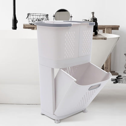Magichomestore 3 Tier Rolling Laundry Removable Hamper Cart with Wheels, White