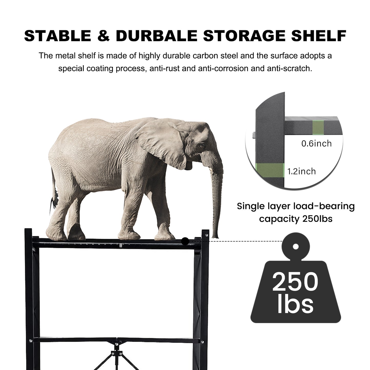 Storage Shelves, 5-Tier Foldable Metal Shelf with Lockable Wheels, Kitchen rolling Cart, Metal Garage Shelf No Assembly, Large Capacity Utility Cart for Garage, Kitchen Basement Pantry, Black