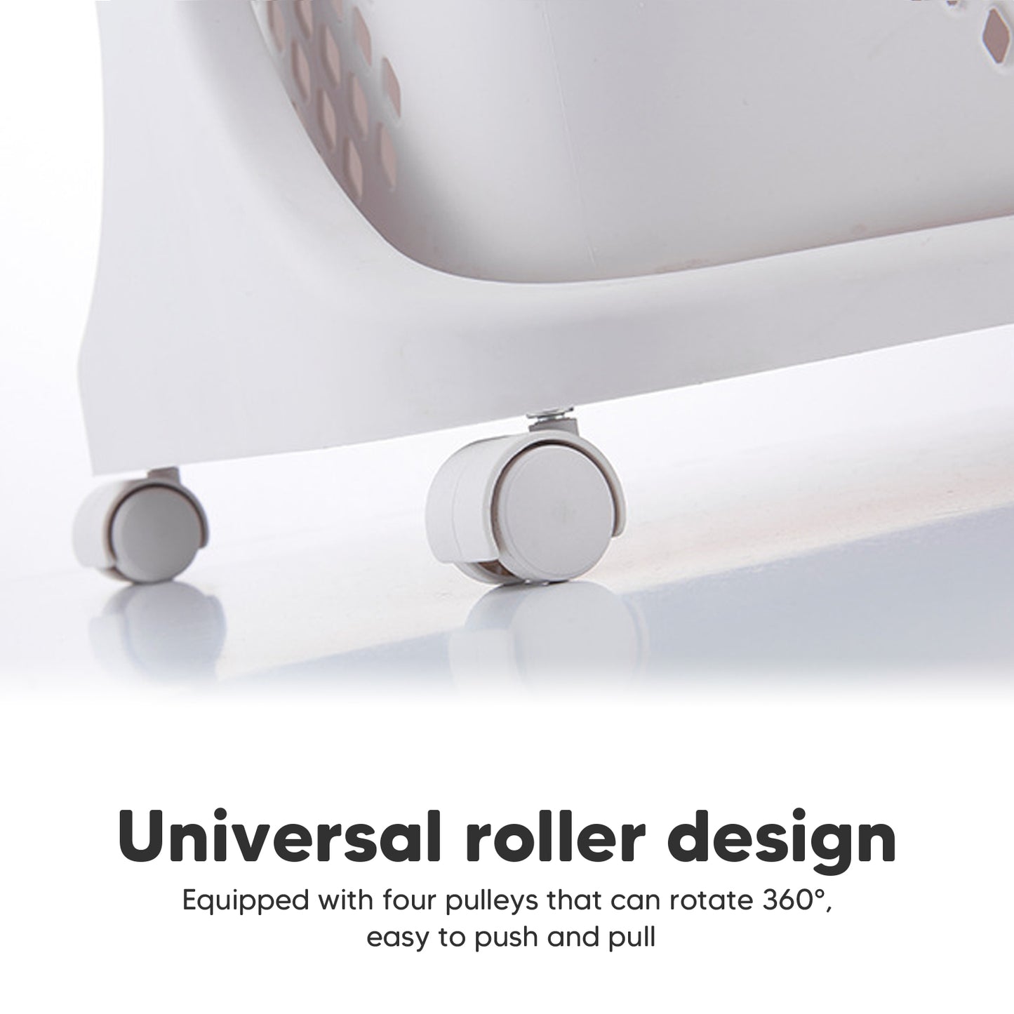 2-Tier Laundry Hamper Basket Sorter Bathroom Organizer with Wheels Movable Clothes Storage Basket Bathroom Shelf 360-Degree Rolling Cart, 17"X13"X31"