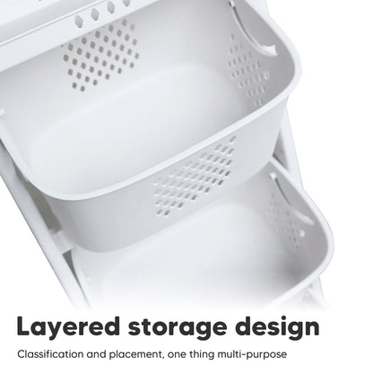 Magichomestore 2-Tier Rolling Laundry Hamper Sorter with Wheels, White