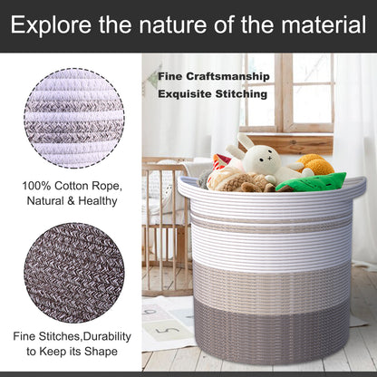 83L Extra Large 20x18 Inches Decorative Woven Cotton Rope Basket, Tall Laundry Basket Hamper, Blanket Basket for Living Room, Round Storage Baskets for Pillows, Towels