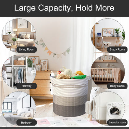 83L Extra Large 20x18 Inches Decorative Woven Cotton Rope Basket, Tall Laundry Basket Hamper, Blanket Basket for Living Room, Round Storage Baskets for Pillows, Towels