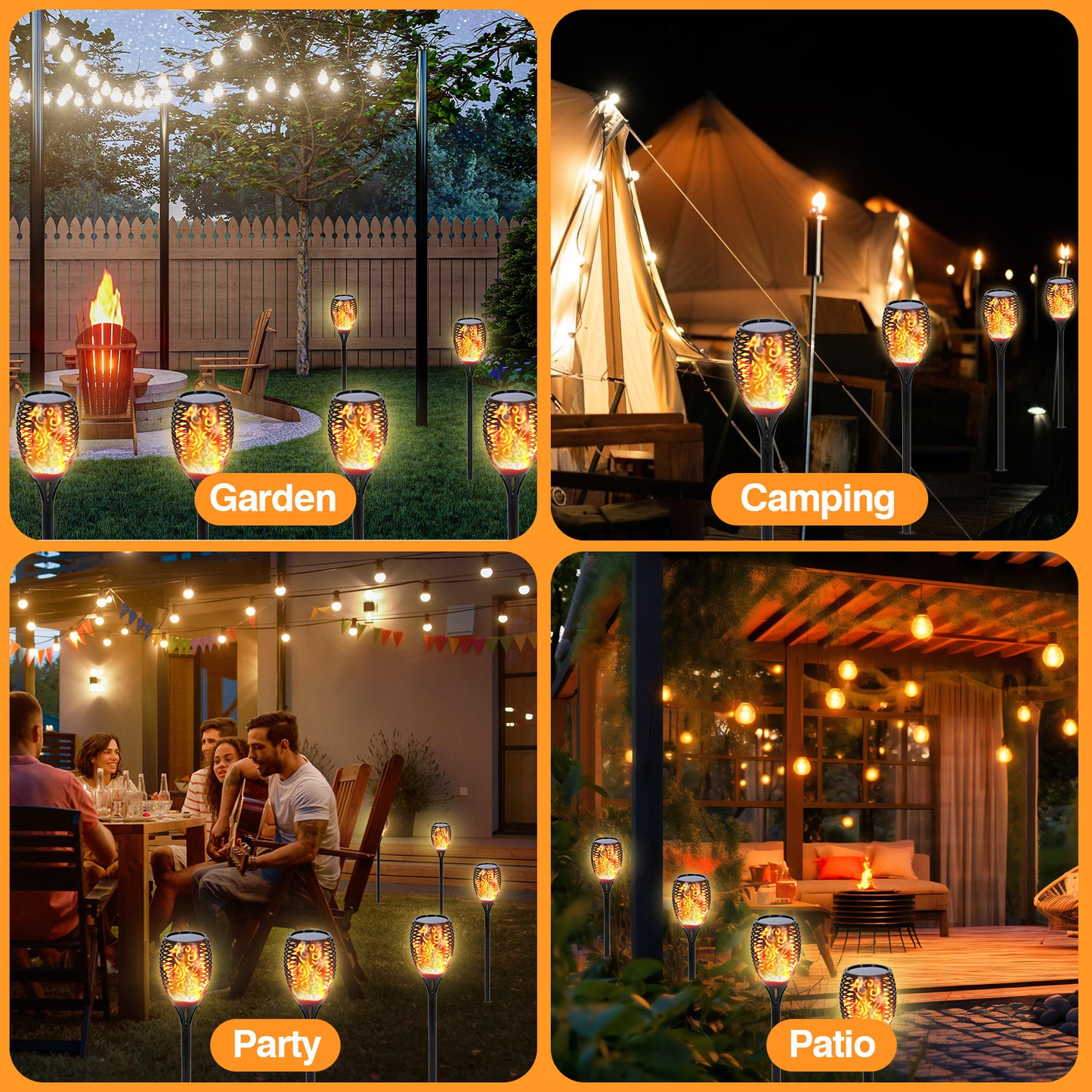 12 Pack Solar Torch Lights Outdoor 43", 96 LED Waterproof Landscape Garden Pathway Light with Vivid Dancing Flickering Flames, Auto On/Off Dusk to Dawn, Lawn Patio Yard Xmas Decoration
