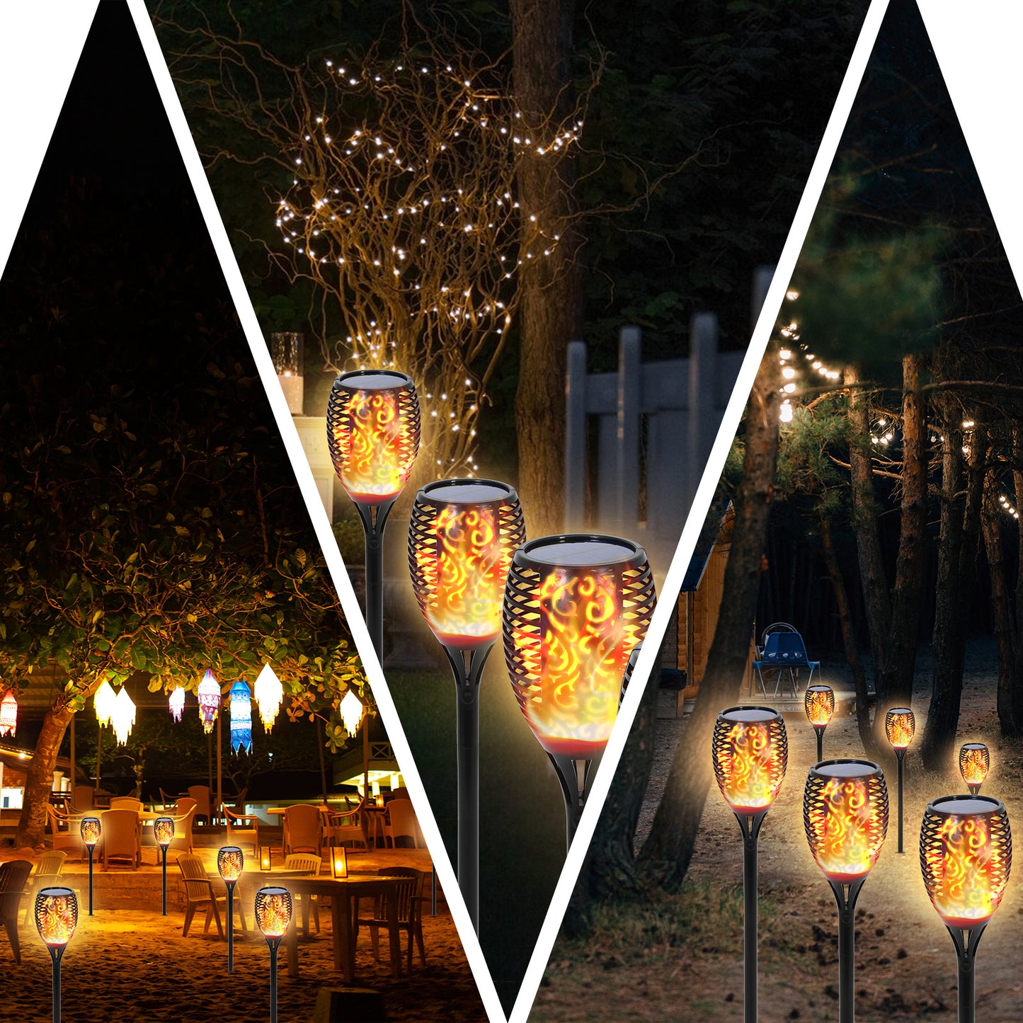 12 Pack Solar Torch Lights Outdoor 43", 96 LED Waterproof Landscape Garden Pathway Light with Vivid Dancing Flickering Flames, Auto On/Off Dusk to Dawn, Lawn Patio Yard Xmas Decoration