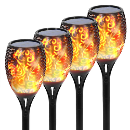 43" Solar Outdoor Lights, 96 LED Tiki Torch, Higher & Larger Flickering Flame Solar Torch Lights Waterproof Outdoor Pathway Lights for Garden Patio Yard 4 Pack