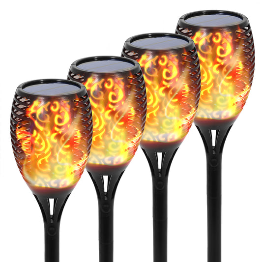 4 Pack 43" Solar Outdoor Lights 96 LED Higher & Larger Flickering Flame Solar Torch Lights Waterproof Outdoor Lighting Solar Powered Pathway Lights Xmas Decorations for Garden Patio Yard