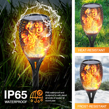 43" Solar Outdoor Lights, 96 LED Tiki Torch, Higher & Larger Flickering Flame Solar Torch Lights Waterproof Outdoor Pathway Lights for Garden Patio Yard 4 Pack