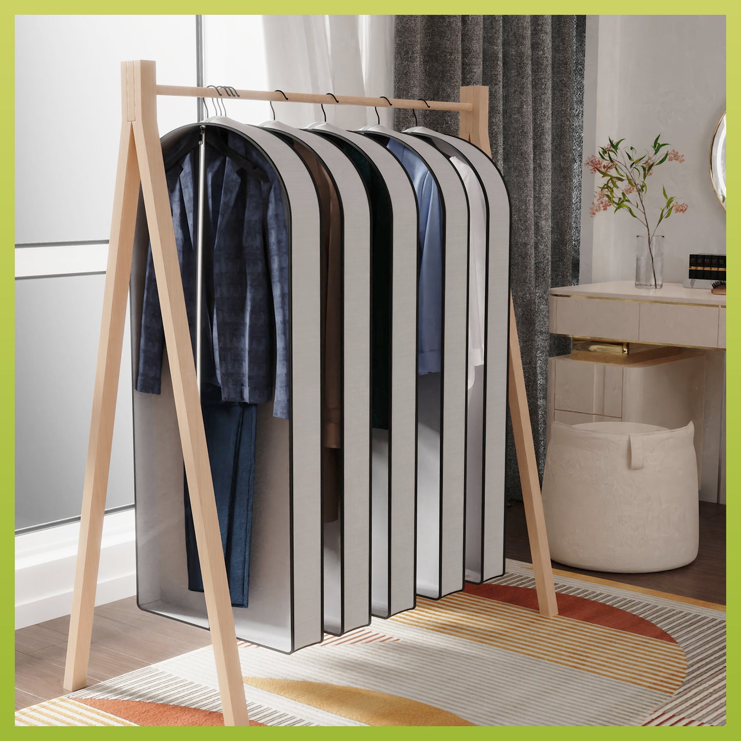 60" Garment Bags with 4" Gussets, Multifunctional Garment Bags for Hanging Clothes,Waterproof Dress Bag and Suit Bag, Clear Travel Garment Bag for Clothes, Gowns, Coats, Suits, 5 Packs