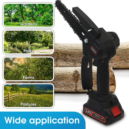 2 in 1 Cordless Pole Saw and 4" & 6" Mini Chainsaw, Electric Pole Saw with 2×1.5Ah Batteries and 1 Charger, 6 ft Extension Pole Saw for Tree Trimming, Wood Cutting