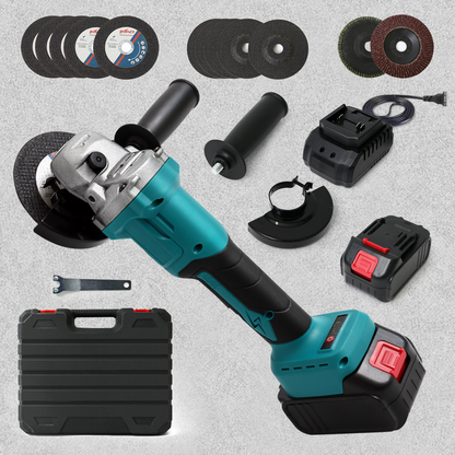 4" 21V 1500mah Electric Brushless Cordless Angle Grinder,Angle Grinder Tool Cutting Tool with 2 Batteries,Charger, and 3 Cutting Discs for Cutting, Polishing, Grinding, and Rust Removal