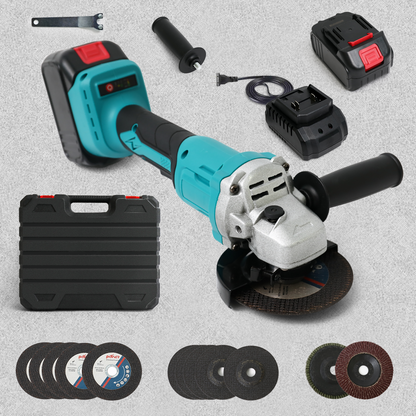 4" 21V 1500mah Electric Brushless Cordless Angle Grinder,Angle Grinder Tool Cutting Tool with 2 Batteries,Charger, and 3 Cutting Discs for Cutting, Polishing, Grinding, and Rust Removal