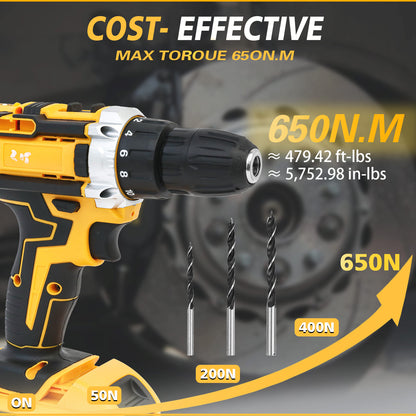 CATGOOD Tool Set with Power Drill, 120 Pcs Drill Set, 21V Electric Power Drill, Tool Set with Impact Drill, 2 Batteries and Charger Included