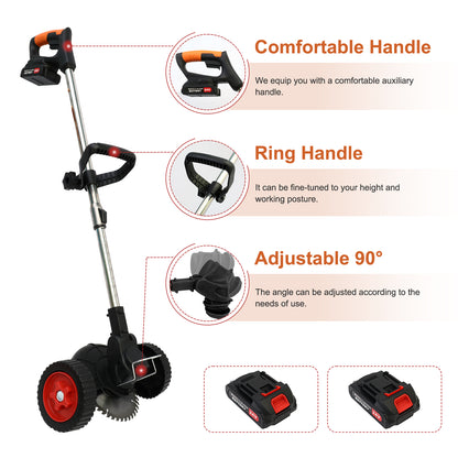 24V 4000mAh Battery Powered Weed Wacker Cordless Electric Weed Eater 650W Grass Trimmer Brush Cutter with Wheels Battery Operated Weed Trimmer Grass Cutting Machine, Black