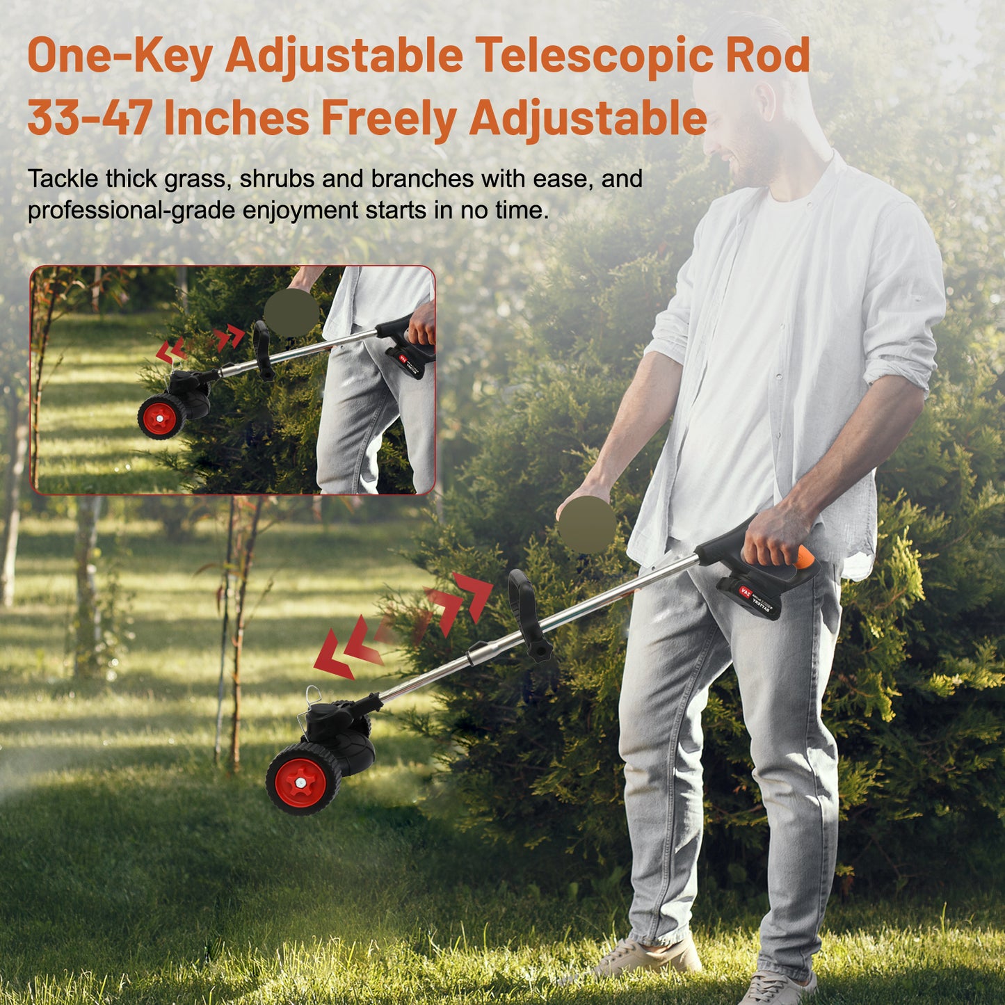 24V 4000mAh Battery Powered Weed Wacker Cordless Electric Weed Eater 650W Grass Trimmer Brush Cutter with Wheels Battery Operated Weed Trimmer Grass Cutting Machine, Black