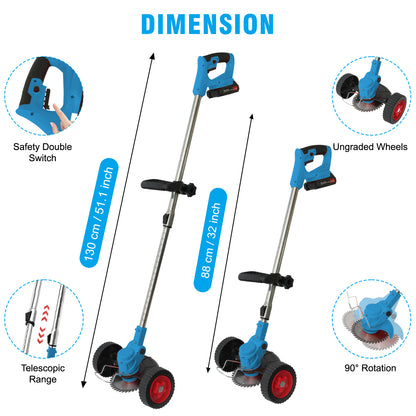 Cordless?Weed?Eater?&?Grass?Trimmer?Combo-2000mAh?Battery?x2-Perfect?for?Tight?Spaces?&?Patios?(Blue)