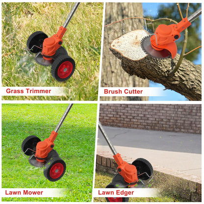 Electric?Weed?Trimmer?24V-2×2000mAh?Cordless?Design-?Low?Noise?Weed?Wacker?for?Lawns?Garden?&?Patio?(Orange)