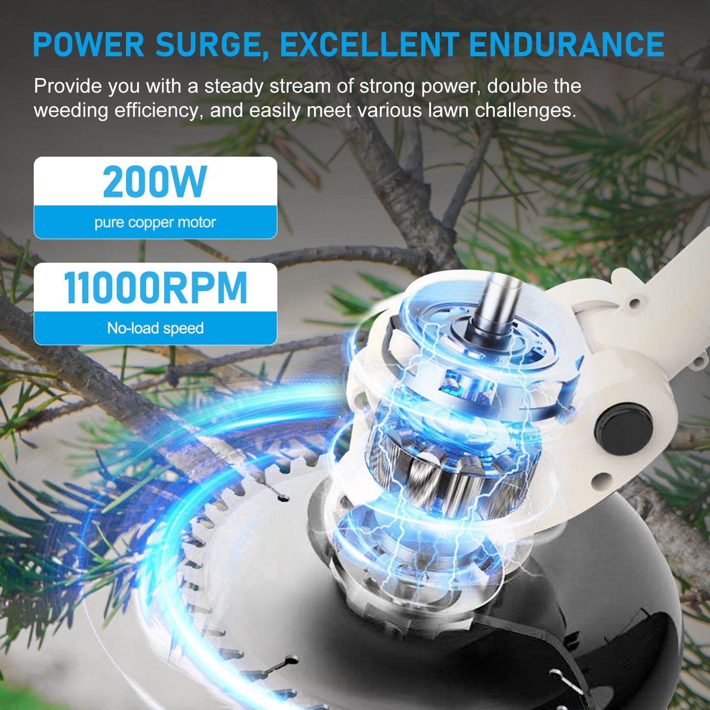 Weed?Trimmer?Cordless?with?Dual?Batteries-2000mAh?Weed?Wacker?for?Small?Yards?&?Patio?Cleanup?(White)