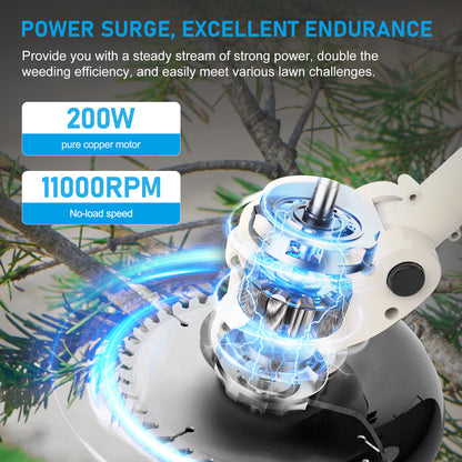 Weed?Trimmer?Cordless?with?Dual?Batteries-2000mAh?Weed?Wacker?for?Small?Yards?&?Patio?Cleanup?(White)