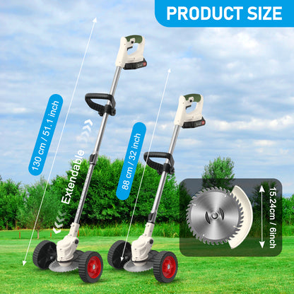 Weed?Trimmer?Cordless?with?Dual?Batteries-2000mAh?Weed?Wacker?for?Small?Yards?&?Patio?Cleanup?(White)