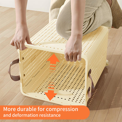 Foldable Multi-Functional Plastic Laundry Basket, Portable Clothing Storage Bin with Wheels, Extra Large, Suitable for Balcony, Bathroom, and Bedroom
