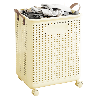Foldable Multi-Functional Plastic Laundry Basket, Portable Clothing Storage Bin with Wheels, Extra Large, Suitable for Balcony, Bathroom, and Bedroom