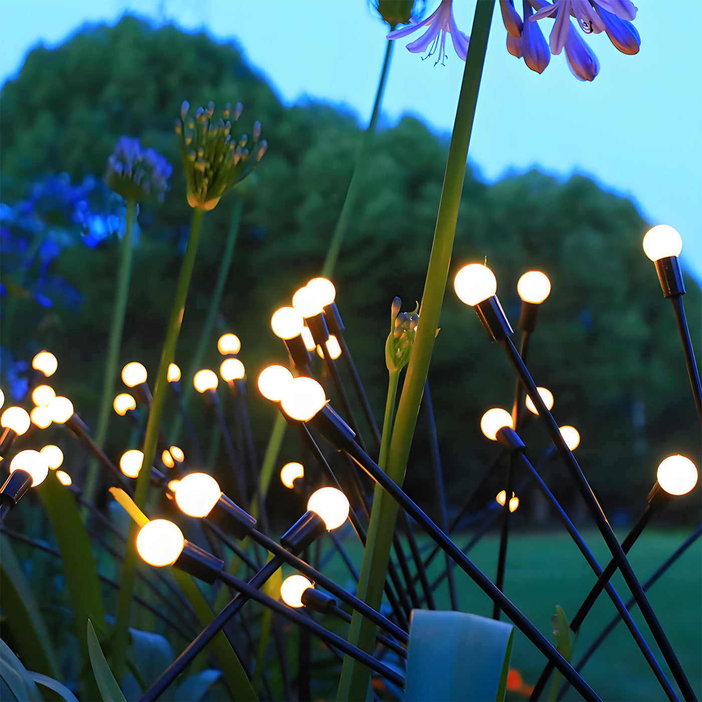 2 Pack Solar Firefly Swaying Lights, Outdoor Solar Garden Lights, LED Waterproof Firefly Lights for Yard Patio Pathway Decor, Warm White