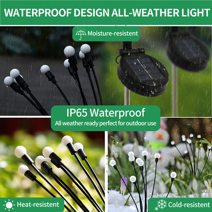 2 Pack Solar Firefly Swaying Lights, Outdoor Solar Garden Lights, LED Waterproof Firefly Lights for Yard Patio Pathway Decor, Warm White