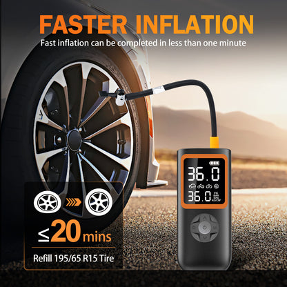 CATGOOD Portable Tire Inflator, 150PSI Cordless Car Air Compressor with Digital Pressure Gauge and LED Light, Auto Air Pump For Compact Car, AirMotorcycles, Electric Bikes, Ball