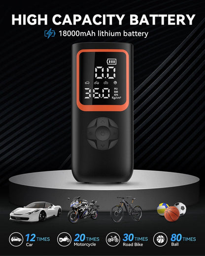 Tire Inflator Portable Air Compressor, 150PSI Portable Air Pump, Accurate Pressure LCD Display