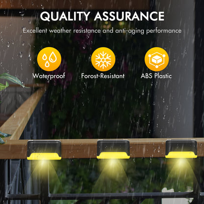 8 Pack Solar Deck Lights Outdoor, Solar Step Lights Waterproof LED Solar Lights for Outdoor Stairs Step Fence Yard Patio Pathway Christmas Decoration Lights(Black-Warm White)