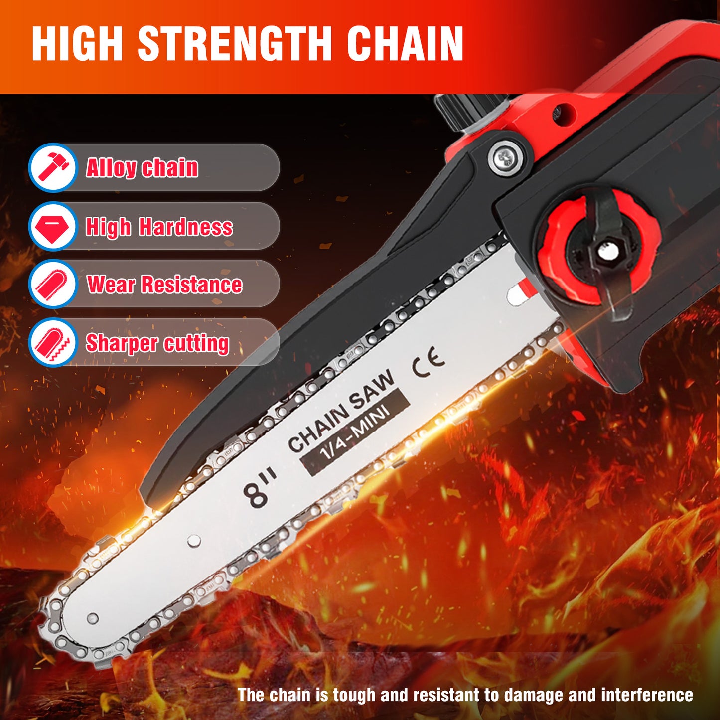 6 & 8 inch Mini Chainsaw, Electric Chainsaw with 2 pcs 1.5Ah Batteries and 2 Chains for Trees Branches Trimming Wood Cutting