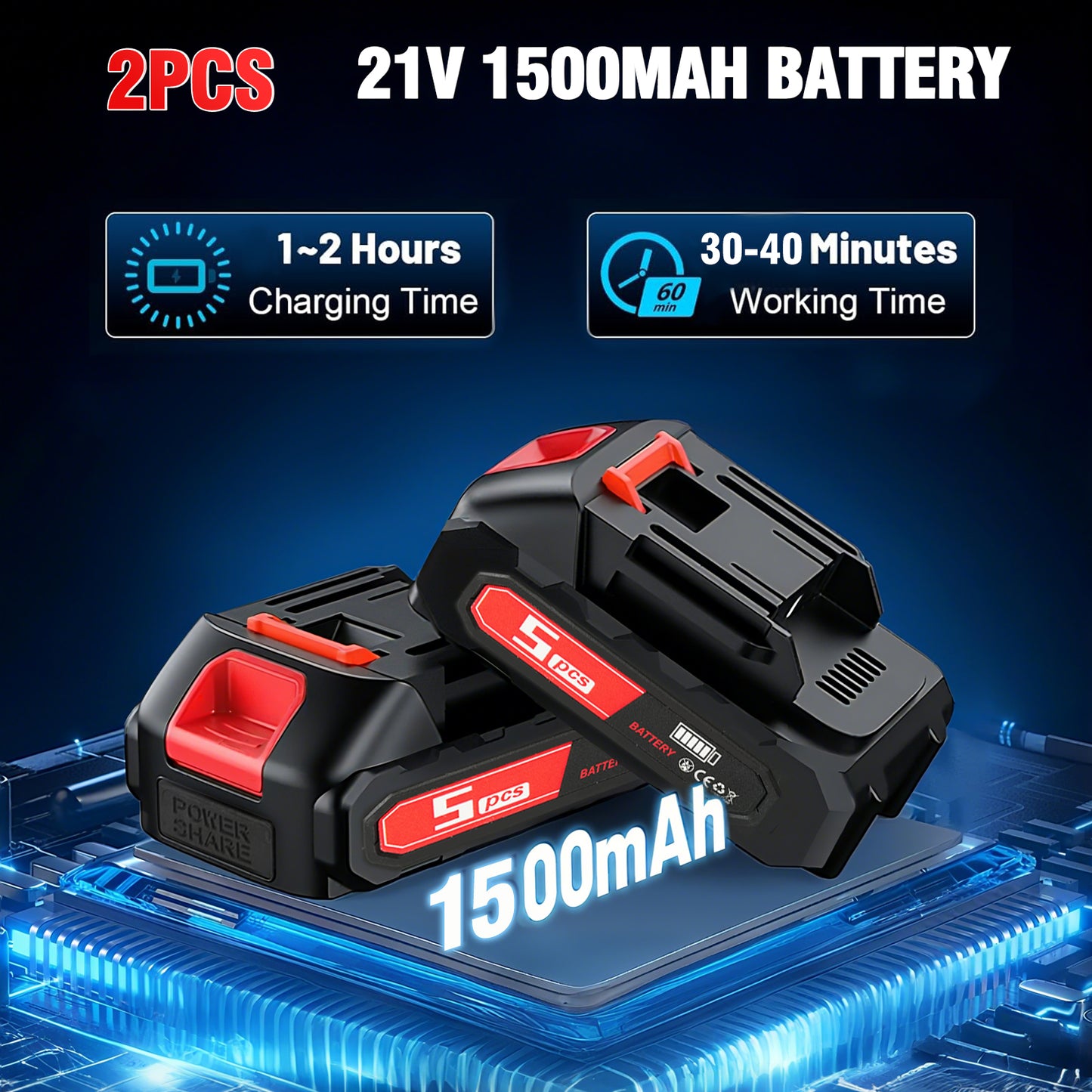 6 & 8 inch Mini Chainsaw, Electric Chainsaw with 2 pcs 1.5Ah Batteries and 2 Chains for Trees Branches Trimming Wood Cutting