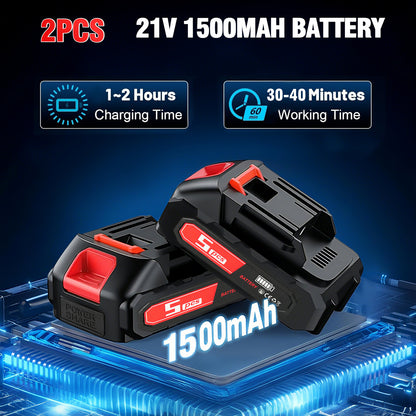 6 & 8 inch Mini Chainsaw, Electric Chainsaw with 2 pcs 1.5Ah Batteries and 2 Chains for Trees Branches Trimming Wood Cutting