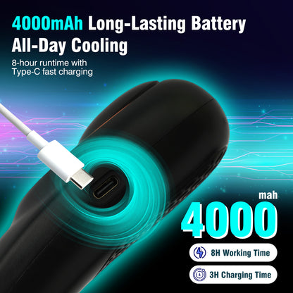 BAOKALER Neck Fan, Portable Personal Fan with 4000mAh USB-C Fast Charge, 360¡ã Cooling Hands-Free Fan, Ultra-Quiet Wearable Neck Cooler Perfect for Indoor/Outdoor Black (2 Pack)