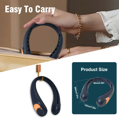 BAOKALER Neck Fan 4000mAh USB-C Fast Charge Wearable Neck Fan, 3-Speed Adjustable Wind 2 Sides Air Volume Hands-Free Fan, Ultra-Quiet Personal Fan for Indoor Outdoor Blue (2 Pack)