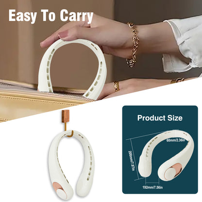 BAOKALER Neck Fan, 4000mAh USB-C Fast Charge Hands-Free Fan, 3 Adjustable Speeds 360¡ãPortable Fan Ultra-Quiet Bladeless Wearable Personal Fan for Men Women White (2 Pack)