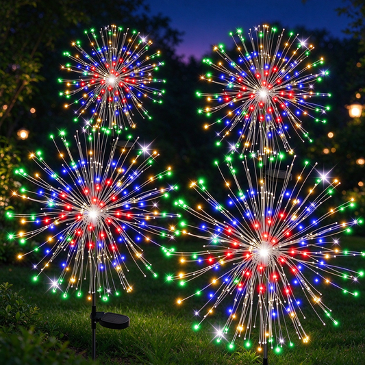 Solar Garden Stake Lights Firework, Outdoor Solar Lights With DIY Bendable Copper Wire, 4PCS Yard Decrations Waterproof for Outdoor Decor, Garden Decor, Outside Patio Decor, Chiristmas Decor