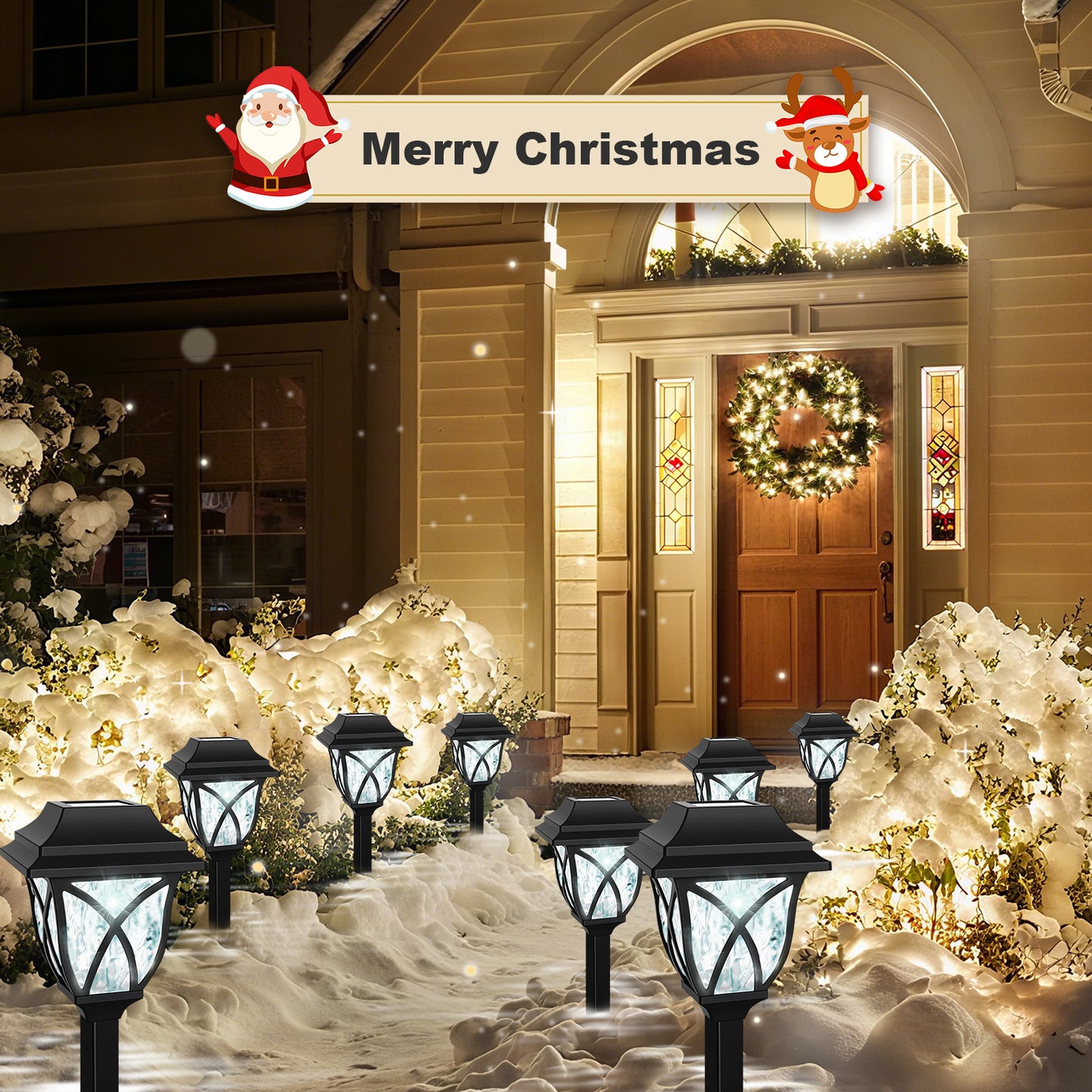 8 Pack Solar Lights Outdoor Waterproof for Garden Pathway Patio Yard Lawn Walkway Decorative Landscape Lighting, White