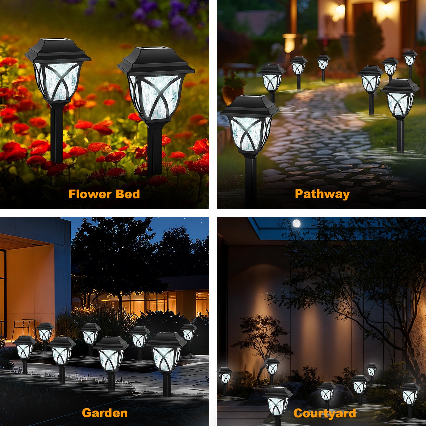 8 Pack Solar Lights Outdoor Waterproof for Garden Pathway Patio Yard Lawn Walkway Decorative Landscape Lighting, White