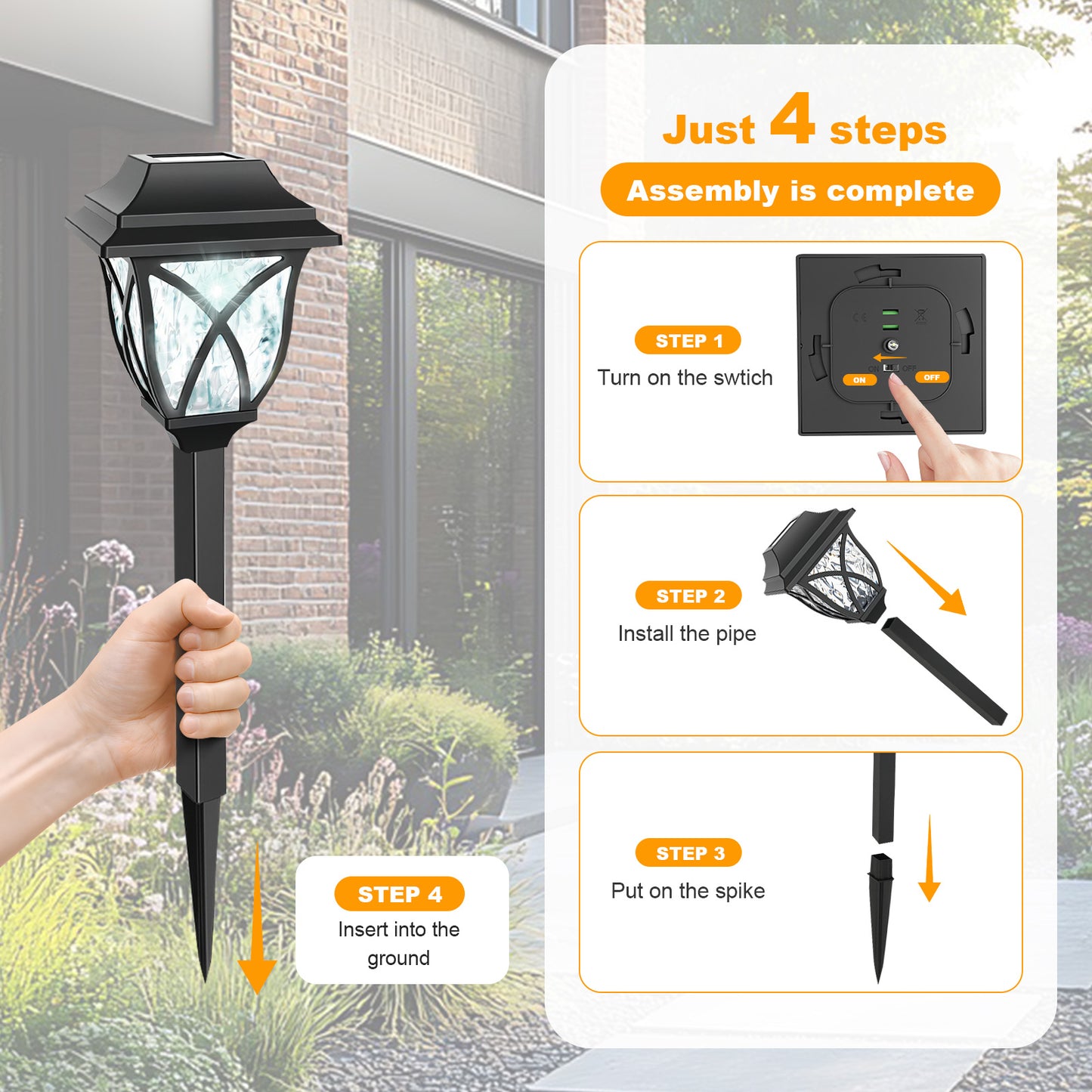 8 Pack Solar Lights Outdoor Waterproof for Garden Pathway Patio Yard Lawn Walkway Decorative Landscape Lighting, White