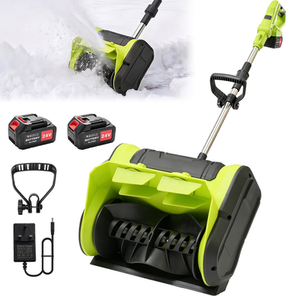 BAOKALER 21V 11inch Cordless Snow Shovel, 6.6lbs Lightweight Electric Snow Blower with 2 x 4.0Ah Battery & Fast Charger for Driveway & Sidewalks,Green