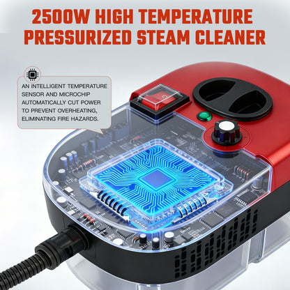 RICAN Steam Cleaner, 2500W High-Pressure Handheld Steamer with 221 deg F Fast Heating, 1200ML Tank & 20 Accessories for Kitchen Bathroom Car Detailing, Red