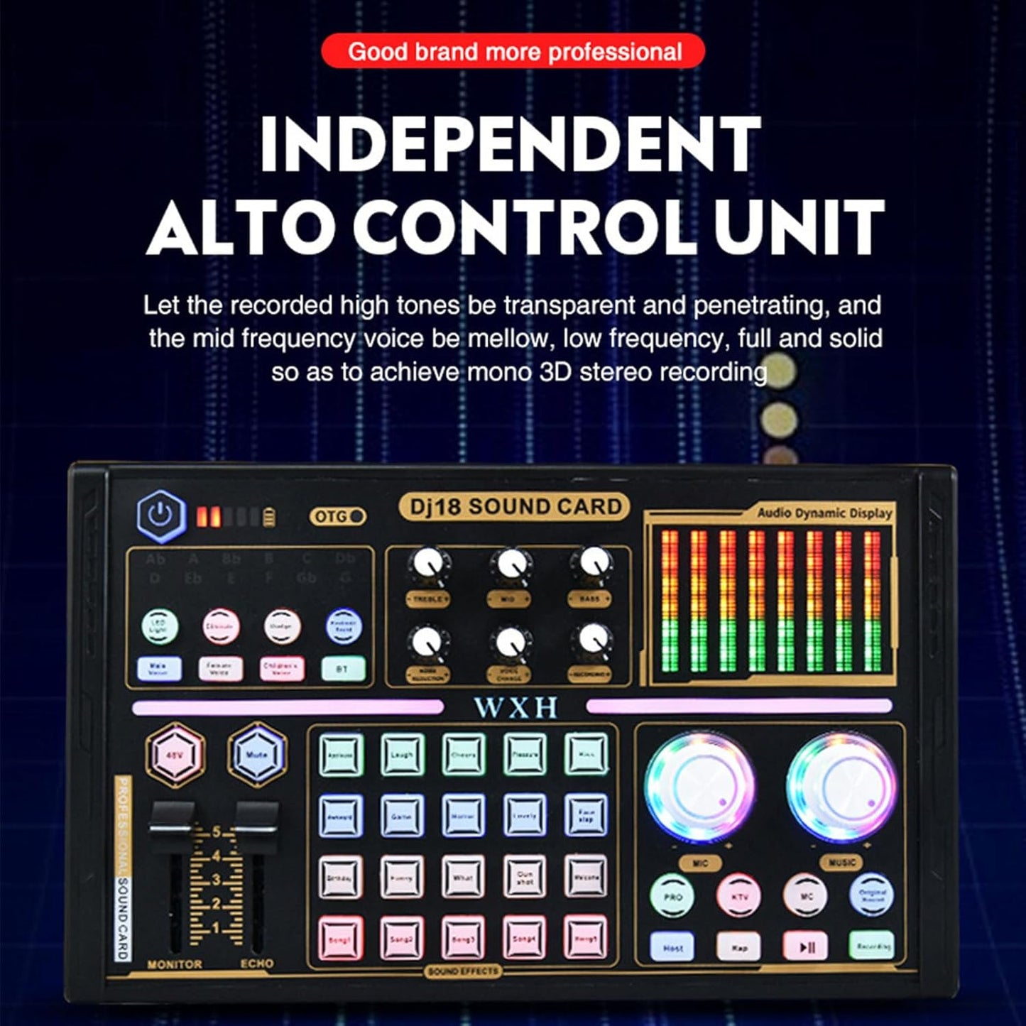 Podcast Equipment Bundle, Recording Studio Package Perfect for Recording, Broadcasting, Live Streaming, DJ18 Voice Changer with WXH1000 Microphone
