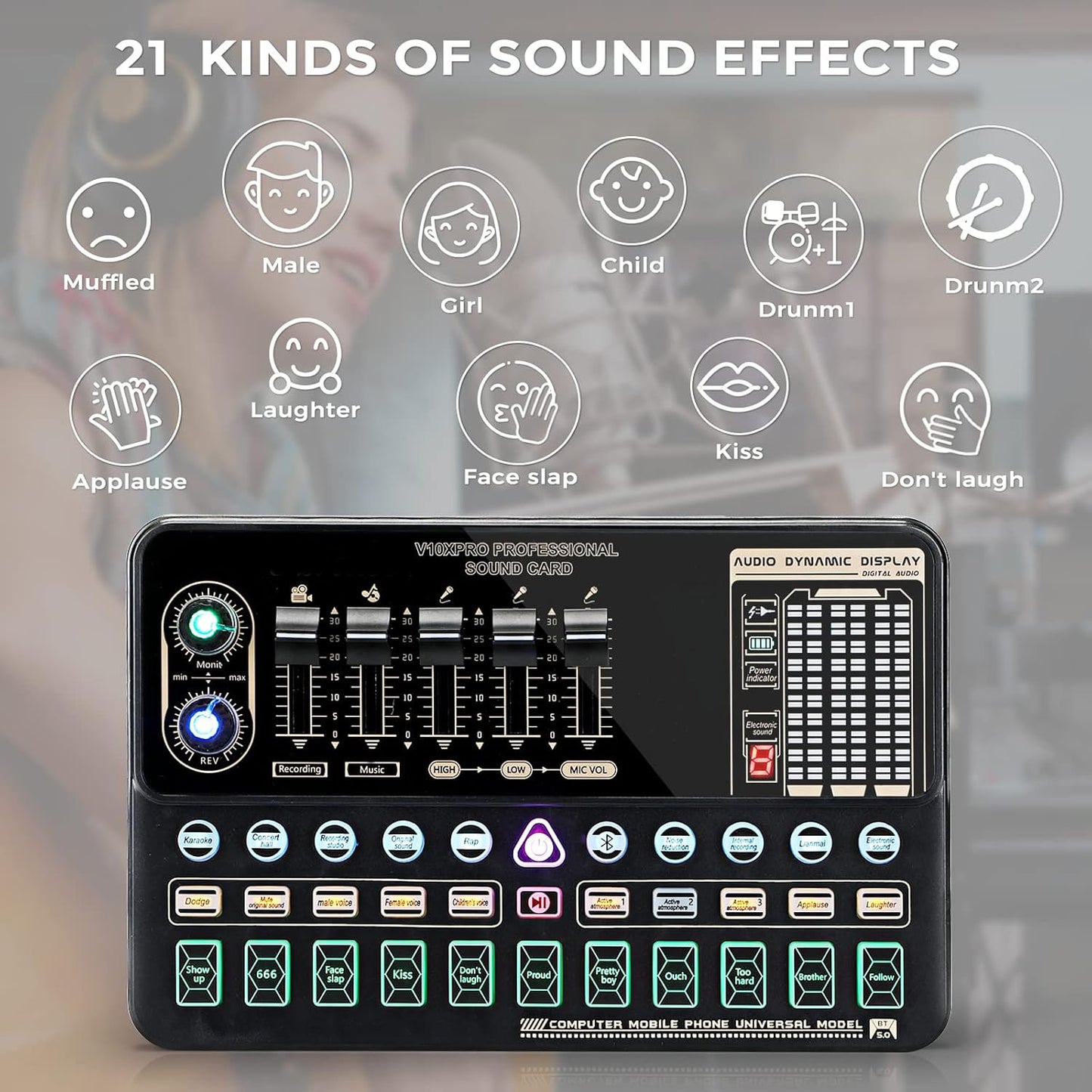Podcast Equipment Bundle, Recording Studio Package Perfect for Recording, Broadcasting, Live Streaming, V10XPRO Voice Changer with Pro BM-800 Microphone