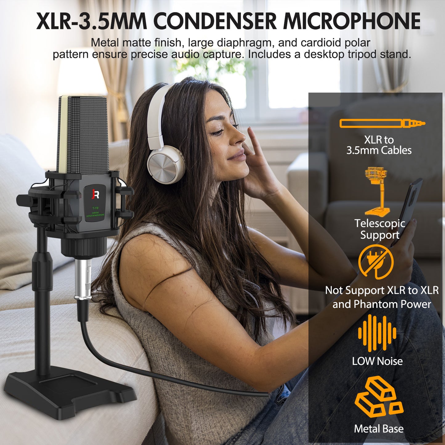 Podcast Equipment Bundle, Audio Interface DJ Mixer with Microphone, M9 Changer with T118 Podcast Microphone Bundle, Studio Equipment for Podcasting, Recording, Singing, Streaming