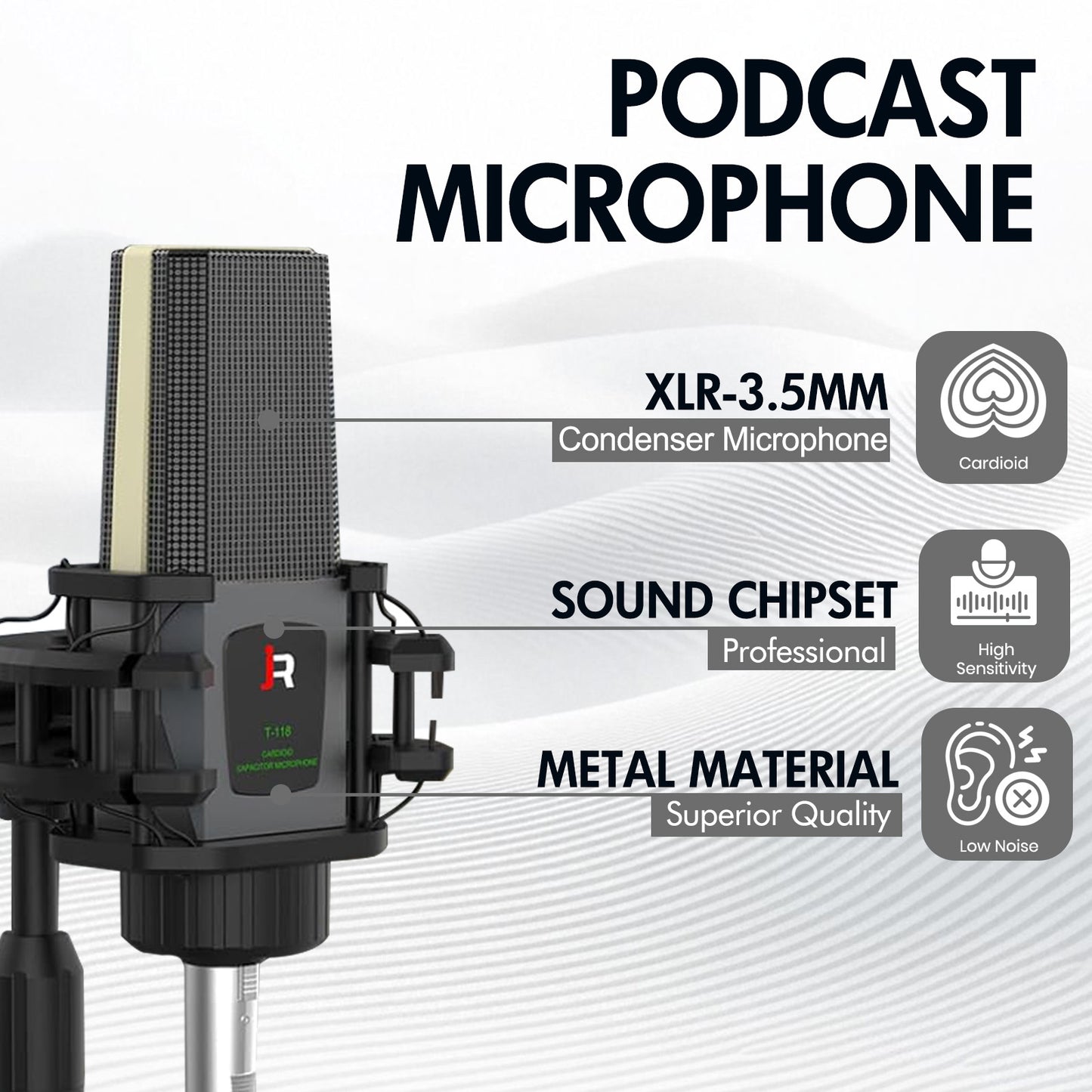 Podcast Equipment Bundle, Audio Interface DJ Mixer with Microphone, M9 Changer with T118 Podcast Microphone Bundle, Studio Equipment for Podcasting, Recording, Singing, Streaming