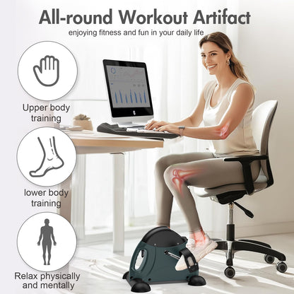 Mini Exercise Bike, Portable Mini Cycle Exercise Bike with Digital Display, Under Desk Bike Pedal Exerciser Stepper for Home Office Senior