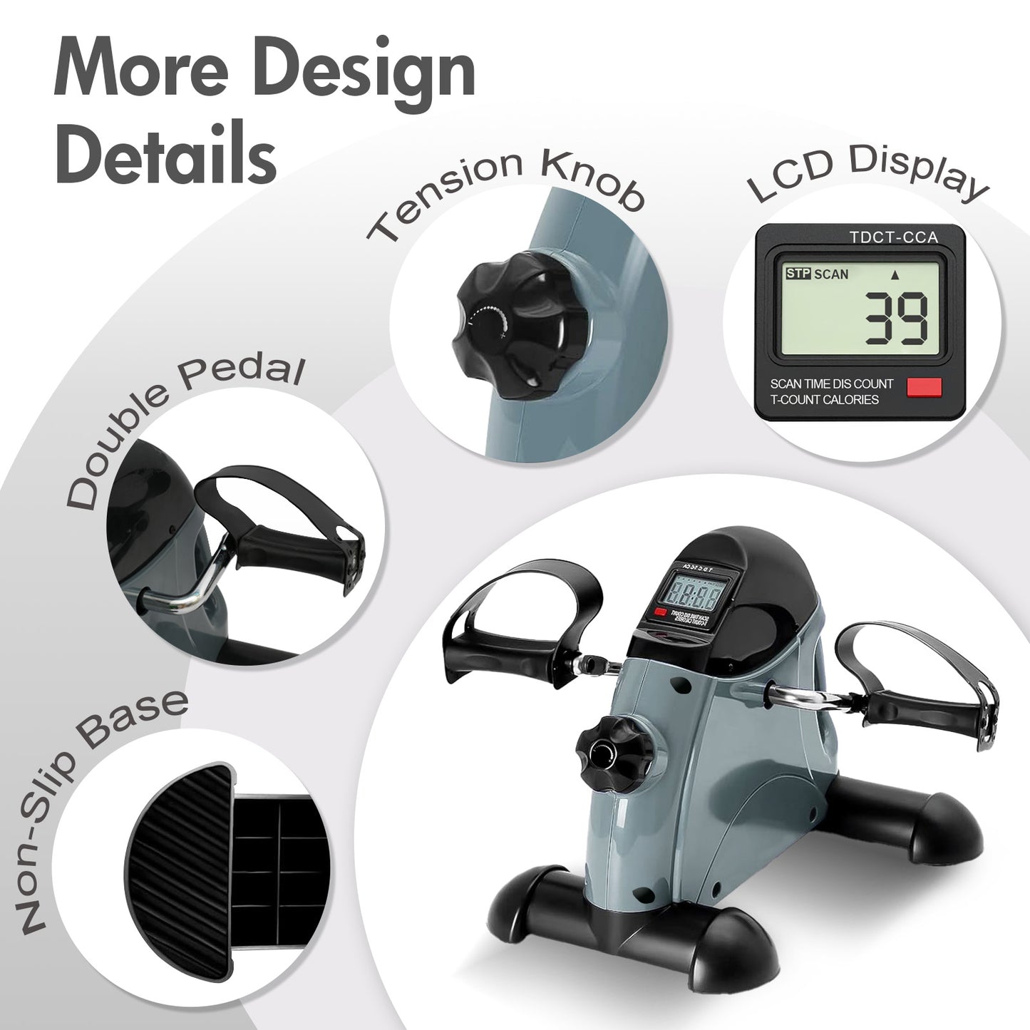 Mini Exercise Bike, Portable Mini Cycle Exercise Bike with Digital Display, Under Desk Bike Pedal Exerciser Stepper for Home Office Senior