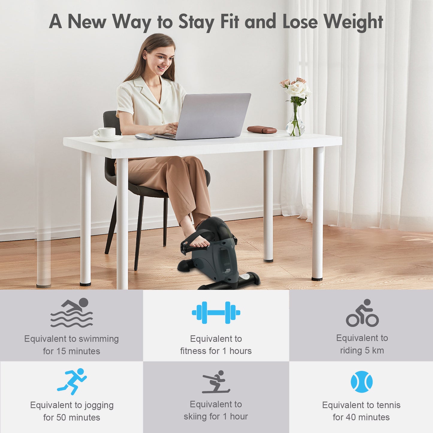 Mini Exercise Bike, Portable Mini Cycle Exercise Bike with Digital Display, Under Desk Bike Pedal Exerciser Stepper for Home Office Senior