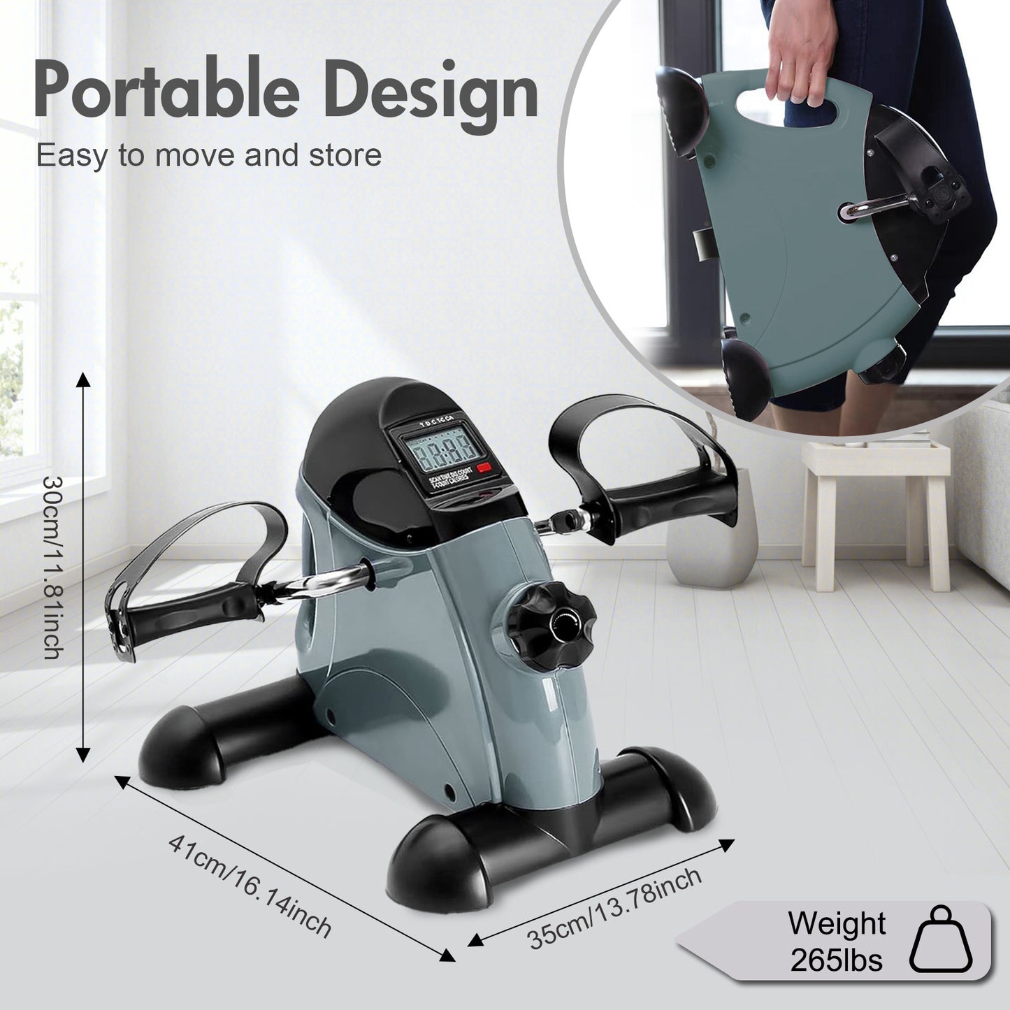 Baokaler Under Desk Exercise Bike, Foot Pedal Exerciser, Portable Under Desk Pedal Stepper with Digital Display, Mini Leg Exerciser for Home